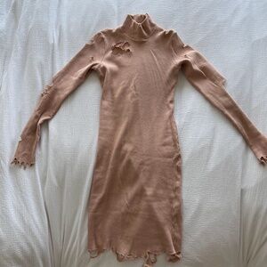 Bodycon Distressed Minidress - Dusty Rose - One Size (S/M)